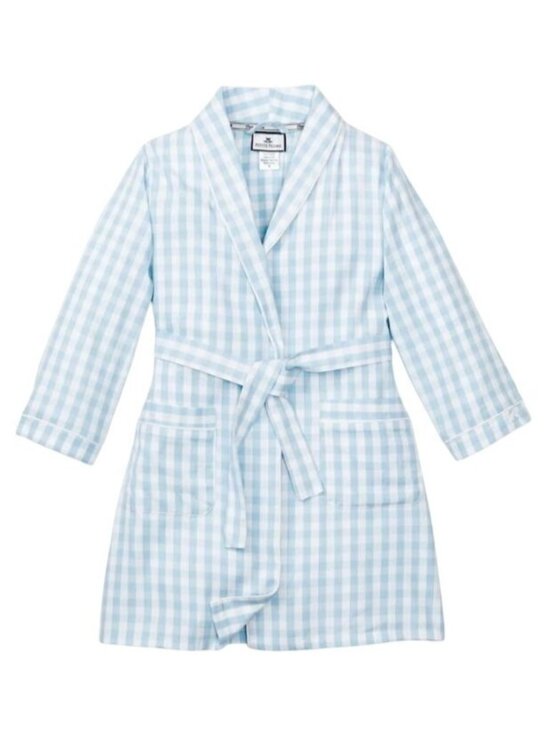 Petite Plume Other - Petite Plume Kids Blue & White Gingham Robe Size 7/8  Unisex Belted Sleepwear So
